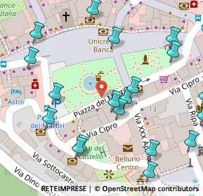 Mappa Piazza dei Martiri, 32100 Belluno BL, Italia (0.0815)