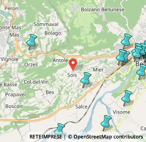 Mappa Via Sois, 32100 Belluno BL, Italia (3.305)