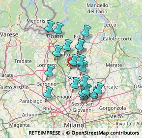 Mappa Via F. Santambrogio, 22060 Cabiate CO, Italia (11.12211)