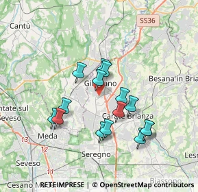 Mappa 20833 Giussano MB, Italia (3.09467)