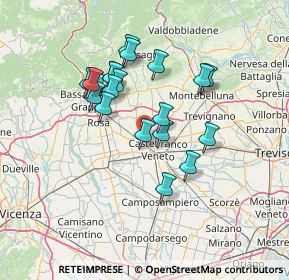 Mappa 31033 Castello di Godego TV, Italia (11.9015)