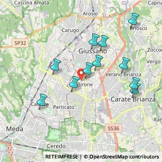 Mappa Via U. Giordano, 20833 Giussano MB, Italia (1.93364)