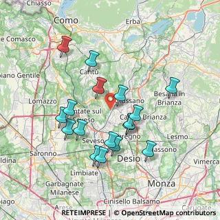 Mappa Via Severini, 22066 Mariano Comense CO, Italia (6.95529)