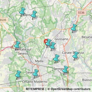 Mappa Via Per Cabiate, 22066 Mariano Comense CO, Italia (5.11091)