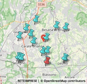 Mappa Via dei Tigli, 20842 Besana In Brianza MB, Italia (3.915)