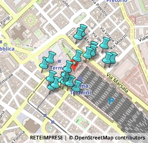 Mappa Stazione Termini F.S. P.le dei Cinquecento Via Marsala Galleria gommata, 00185 Roma RM, Italia (0.168)