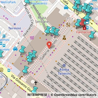 Mappa Stazione Termini F.S. P.le dei Cinquecento Via Marsala Galleria gommata, 00185 Roma RM, Italia (0.088)