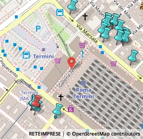 Mappa Stazione Termini F.S. P.le dei Cinquecento Via Marsala Galleria gommata, 00185 Roma RM, Italia (0.1935)