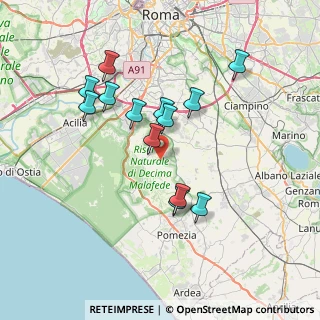 Mappa Via Mario Vinciguerra, 00134 Colle del Pino RM, Italia (7.02692)