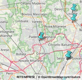 Mappa Piazza della Meridiana, 20037 Paderno Dugnano MI, Italia (7.55667)