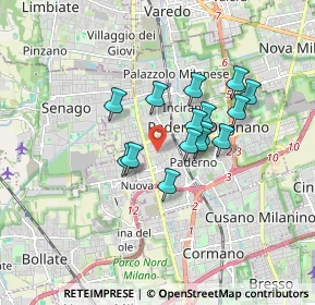 Mappa Via Piaggio, 20037 Paderno Dugnano MI, Italia (1.29067)