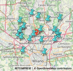 Mappa Via dell'Industria, 20037 Paderno Dugnano MI, Italia (7.0485)