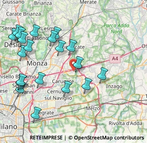 Mappa 20867 Caponago MB, Italia (9.286)