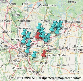 Mappa 20867 Caponago MB, Italia (9.7295)