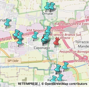 Mappa Via Roma, 20867 Caponago MB, Italia (1.021)