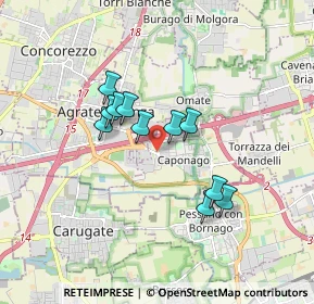 Mappa Via Monza, 20867 Caponago MB, Italia (1.34455)