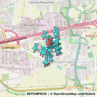 Mappa Via Donatello, 20867 Caponago MB, Italia (0.18148)