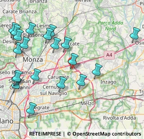 Mappa Via S. Pellico, 20867 Caponago MB, Italia (9.7305)