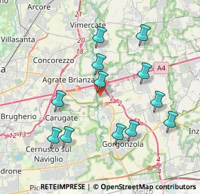 Mappa Via S. Pellico, 20867 Caponago MB, Italia (3.86083)
