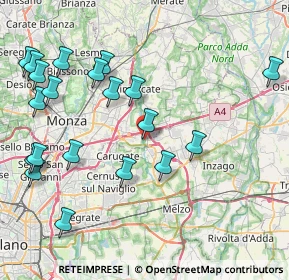 Mappa Via Europa, 20867 Caponago MB, Italia (9.6315)