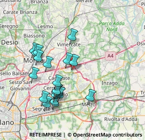 Mappa Via Europa, 20867 Caponago MB, Italia (7.371)