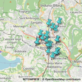 Mappa Via Giuseppe Ferrari, 21100 Varese VA, Italia (1.36053)