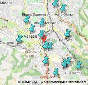 Mappa Via Filippo del Ponte, 21100 Varese VA, Italia (1.09167)
