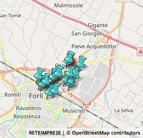 Mappa Via Giuseppe Orceoli, 47122 Forlì FC, Italia (1.3515)