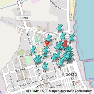 Mappa Via la Farina, 95018 Riposto CT, Italia (0.23846)