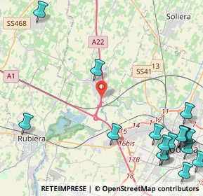 Mappa A22 Brennero - Modena, 41011 Campogalliano MO, Italia (6.72353)