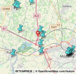 Mappa A22 Brennero - Modena, 41011 Campogalliano MO, Italia (6.1195)