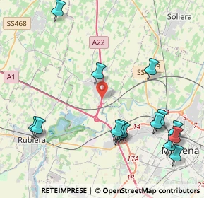 Mappa A22 Brennero - Modena, 41011 Campogalliano MO, Italia (5.028)