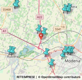 Mappa A22 Brennero - Modena, 41011 Campogalliano MO, Italia (5.56333)