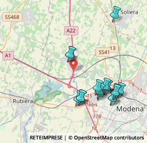 Mappa A22 Brennero - Modena, 41011 Campogalliano MO, Italia (4.15353)