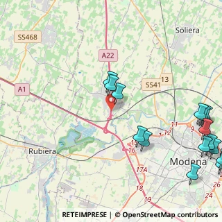 Mappa A22 Brennero - Modena, 41011 Campogalliano MO, Italia (6.14333)