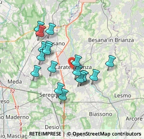 Mappa Via Vittorio Veneto, 20841 Carate Brianza MB, Italia (3.10556)