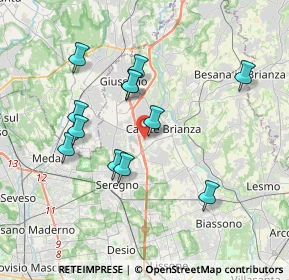 Mappa Via Bezzecca, 20841 Carate Brianza MB, Italia (3.45167)