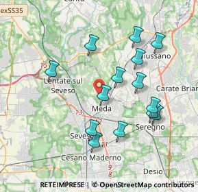 Mappa Via delle Brughiere, 20821 Meda MB, Italia (3.65929)