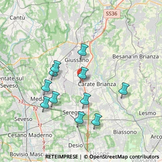 Mappa Via L. Barzaghi, 20843 Verano Brianza MB, Italia (3.65364)