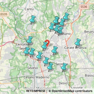 Mappa Via Enrico Toti, 22060 Cabiate CO, Italia (3.75111)