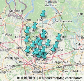 Mappa Via Emilia Vergani, 20841 Carate Brianza MB, Italia (10.7485)