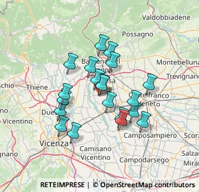 Mappa Via S. Lucia, 36056 Tezze sul Brenta VI, Italia (10.6435)