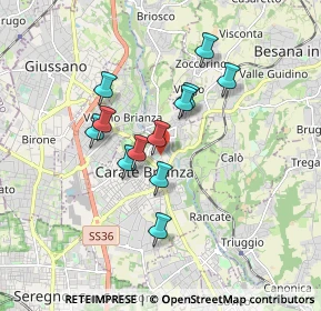 Mappa Via Alessandro Volta, 20841 Carate Brianza MB, Italia (1.38667)