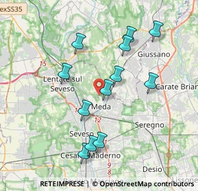 Mappa Via Monte Grappa, 20821 Meda MB, Italia (3.62833)