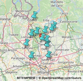 Mappa 22060 Cabiate CO, Italia (9.34667)