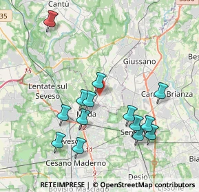 Mappa Via Gioacchino Rossini, 22060 Cabiate CO, Italia (3.93071)