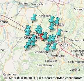 Mappa Via delle Piante, 42122 Reggio nell'Emilia RE, Italia (9.5955)