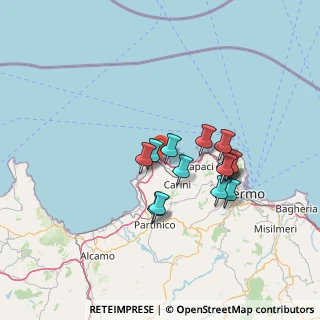 Mappa Palermo - Aeroporto Punta Raisi, 90044 Carini PA, Italia (12.59643)