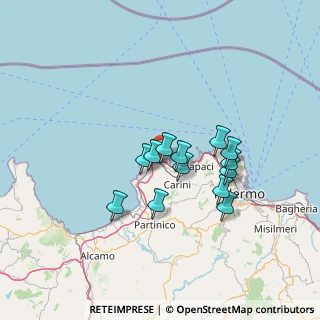 Mappa Palermo - Aeroporto Punta Raisi, 90044 Carini PA, Italia (12.08385)