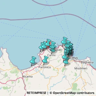 Mappa Via Ortensie, 90044 Carini PA, Italia (13.409)